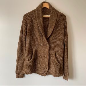 Zara knit chunky sweater cardigan elbow patch M